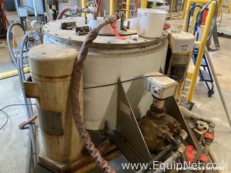 Used Tolhurst Basket Centrifuge, 30" diameter, Stainles steel. Top Unload.  Pilot Plant Centrifuge With Hydraulic Drive