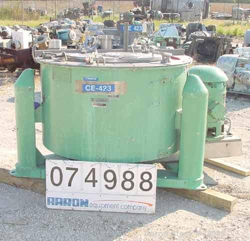 USED:Tolhurst 40" x 20" perforated basket centrifuge, 316 stainless steel construction on product contact areas. 850 max rpm, top load, top unload, stainless steel clad curb housing, stainless steel ...