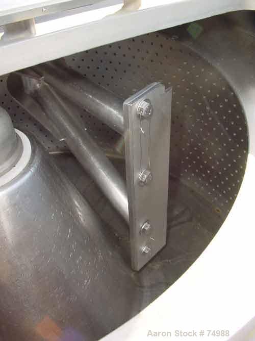 USED:Tolhurst 40" x 20" perforated basket centrifuge, 316 stainless steel construction on product contact areas. 850 max rpm, top load, top unload, stainless steel clad curb housing, stainless steel ...