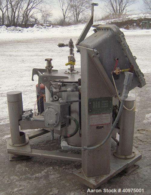 Used Western States 26" x 12" Perforated Basket Centrifuge. 316 stainless steel construction (product contact areas), top load, top unload. Maximum bowl speed 1900 rpm, basket solids capacity 94 poun...