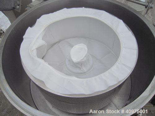 Used Western States 26" x 12" Perforated Basket Centrifuge. 316 stainless steel construction (product contact areas), top load, top unload. Maximum bowl speed 1900 rpm, basket solids capacity 94 poun...