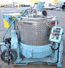 Used Rousselet SC85-3KSAR Perforated Basket Centrifuge. 316 Stainless steel construction on product contact areas, top load, top unload, maximum bowl speed 1300 rpm (800 x G force), tripod suspension...
