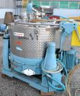Used Rousselet SC85-3KSAR Perforated Basket Centrifuge. 316 Stainless steel construction on product contact areas, top load, top unload, maximum bowl speed 1300 rpm (800 x G force), tripod suspension...
