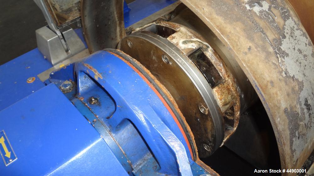 Used Alfa Laval Aldec 556 Solid Bowl Decanter Centrifuge.(PARTS MACHINE) 2205 Stainless steel (product contact areas). Maximum bowl speed 3650 rpm, 152mm single lead conveyor with hardfacing, diamete...