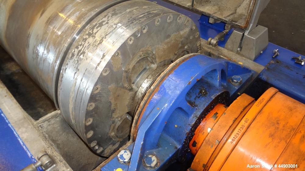 Used Alfa Laval Aldec 556 Solid Bowl Decanter Centrifuge.(PARTS MACHINE) 2205 Stainless steel (product contact areas). Maximum bowl speed 3650 rpm, 152mm single lead conveyor with hardfacing, diamete...