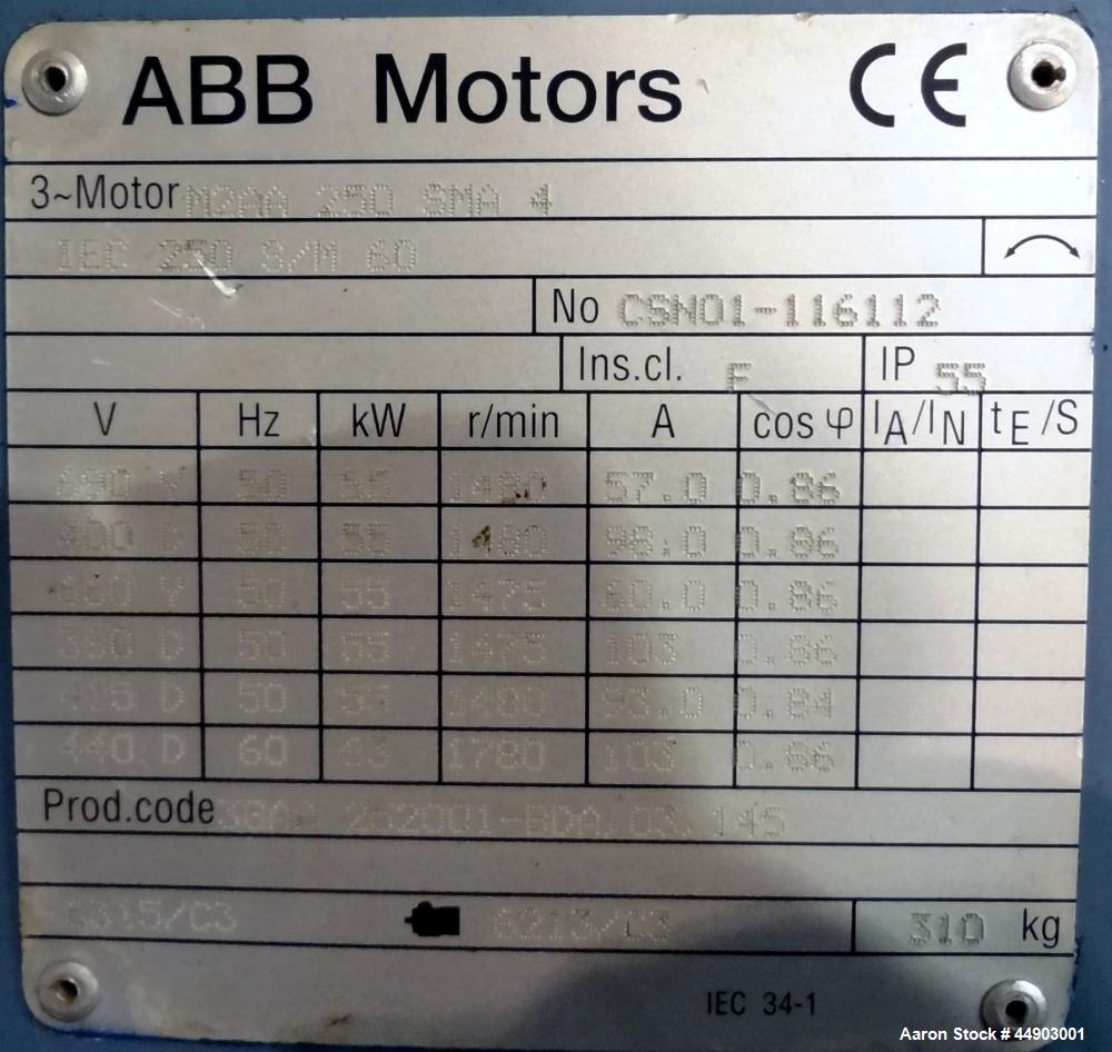 Used Alfa Laval Aldec 556 Solid Bowl Decanter Centrifuge.(PARTS MACHINE) 2205 Stainless steel (product contact areas). Maximum bowl speed 3650 rpm, 152mm single lead conveyor with hardfacing, diamete...