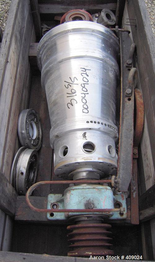 Used Alfa Laval NX210 Rotating Assembly, 316 Stainless Steel.  Epicentric liquid dams, 4" double lead hardsurfaced conveyor and pillow blocks.  No gearbox.