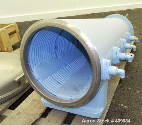 Used Sharples AS 26 Centrifuge Parts. Consisting of: (1) AS 26 bowl assembly, custom 450 stainless steel. Clarifier design. (1) Barrel housing (1) lower drag, and (1) 316 stainless steel cover.