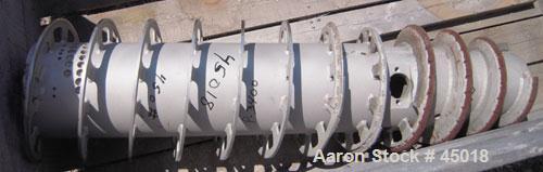 Used Sharples P-3400 Super-D-Canter Centrifuge Conveyor, quasi-axial design, 316 stainless steel construction, 4.25" single lead with sintered tungsten carbide wear protection tiles and welded hardfa...
