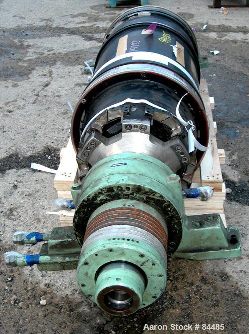 USED: Sharples P-4600 Super-D-Canter Rotating Assembly, 304 stainless steel construction on product contact areas. Max bowl speed approximately 2750 rpm, 6" single lead conveyor with tiles, hogged ou...