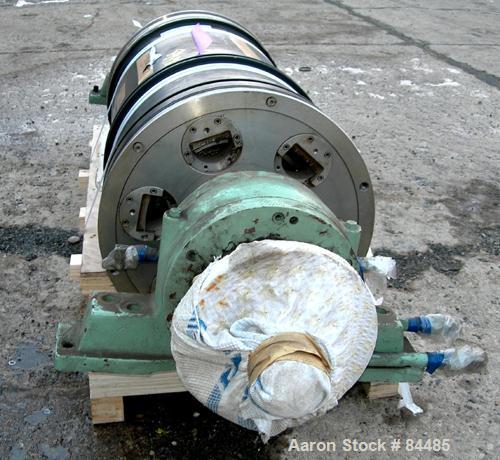 USED: Sharples P-4600 Super-D-Canter Rotating Assembly, 304 stainless steel construction on product contact areas. Max bowl speed approximately 2750 rpm, 6" single lead conveyor with tiles, hogged ou...