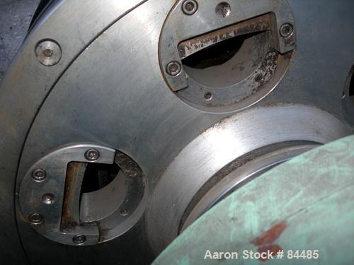 USED: Sharples P-4600 Super-D-Canter Rotating Assembly, 304 stainless steel construction on product contact areas. Max bowl speed approximately 2750 rpm, 6" single lead conveyor with tiles, hogged ou...