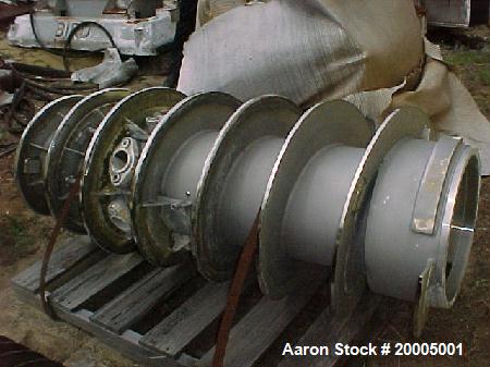 Used Sharples P-5000 stainless steel conveyor. 8'' pitch hard surfaced. Straight through feed nozzles with Carbide inserts. Accelerator included.
