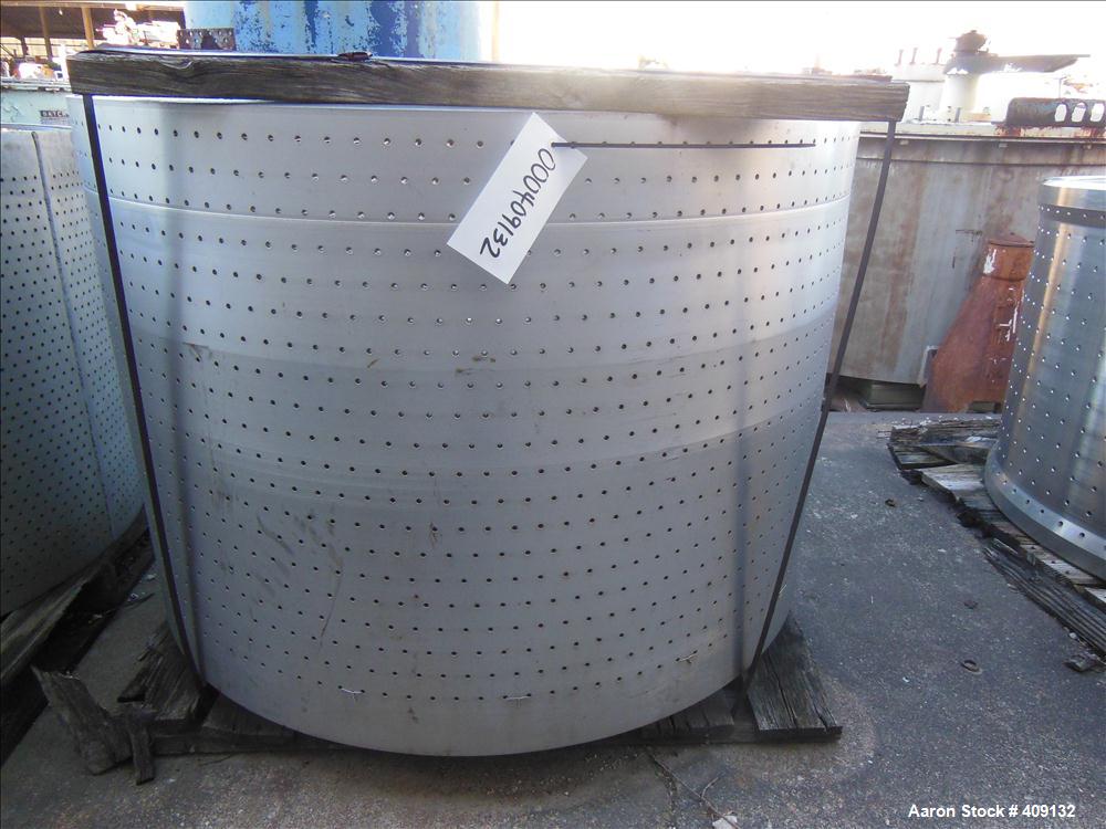 Used Sharples 48" x 30" Perforated Basket Assembly,  stainless steel construction.