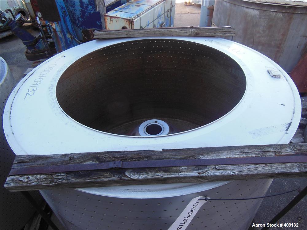 Used- Sharples 48" x 30" Perforated Basket Assembly,  stainless steel construction.