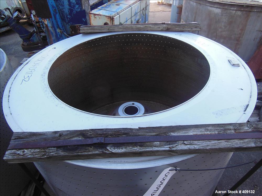 Used Sharples 48" x 30" Perforated Basket Assembly,  stainless steel construction.