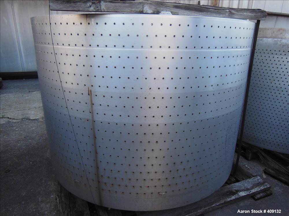 Used Sharples 48" x 30" Perforated Basket Assembly,  stainless steel construction.