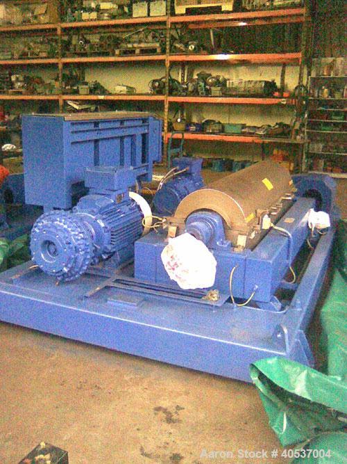 Unused-Used: Alfa Laval DMNX-418-31G solid bowl decanter centrifuge. 316 stainless steel construction on product contact areas, max bowl speed 4000 rpm, base, stainless steel casing,  35 kw drive mot...
