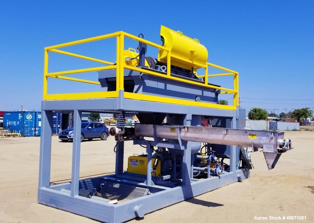 Unused- United Dewatering Skid. 304L Stainless Steel. Consisting of: United SS1000 18.5 x 50 decanter centrifuge. Max bowl speed 3200 RPM, 2617 G's, rated at 1000 LPM. Hard faced conveyor, 60hp XP mo...