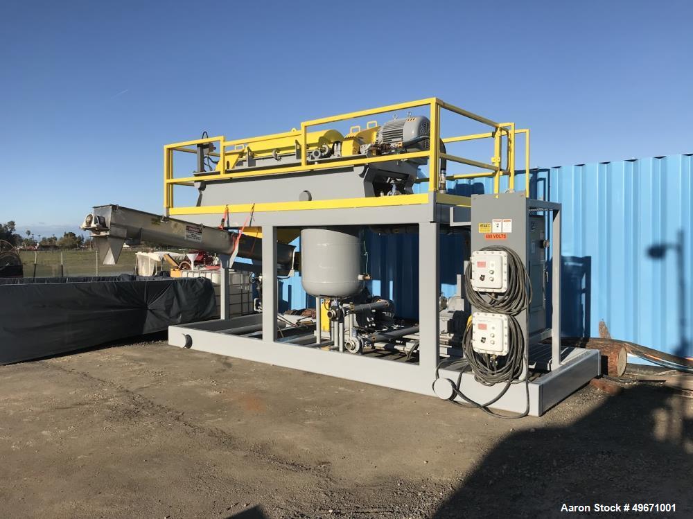 Unused- United Dewatering Skid. 304L Stainless Steel. Consisting of: United SS1000 18.5 x 50 decanter centrifuge. Max bowl speed 3200 RPM, 2617 G's, rated at 1000 LPM. Hard faced conveyor, 60hp XP mo...