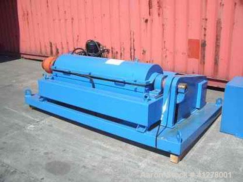 Used Alfa Laval NX-518 Solid Bowl Decanter Centrifuge. Max bowl speed is 3250 rpm, main drive motor is 40 hp, 460V/60 hz/3 ph/1760 rpm. Unit includes a Viscotherm "Rotodiff" 10 hp hydraulic back driv...