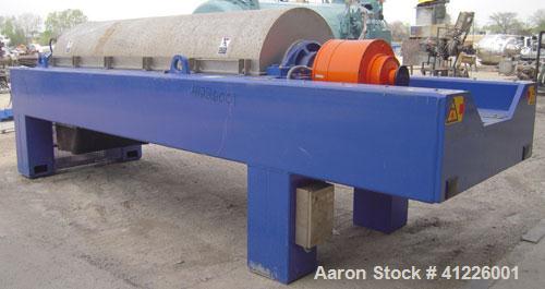 Used Alfa Laval Solid Bowl Decanter Centrifuge, Model ALDEC 606. 2205 stainless steel (product contact areas), maximum bowl speed 2900 rpm. 8" single lead with sintered tungsten caribide wear protect...