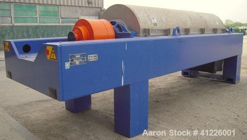 Used Alfa Laval Solid Bowl Decanter Centrifuge, Model ALDEC 606. 2205 stainless steel (product contact areas), maximum bowl speed 2900 rpm. 8" single lead with sintered tungsten caribide wear protect...