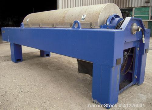 Used Alfa Laval Solid Bowl Decanter Centrifuge, Model ALDEC 606. 2205 stainless steel (product contact areas), maximum bowl speed 2900 rpm. 8" single lead with sintered tungsten caribide wear protect...