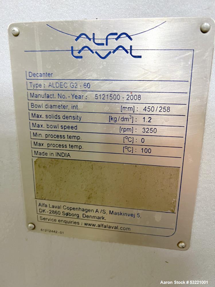 Alfa Laval Model ALDEC G2-60 Decanter Centrifuge