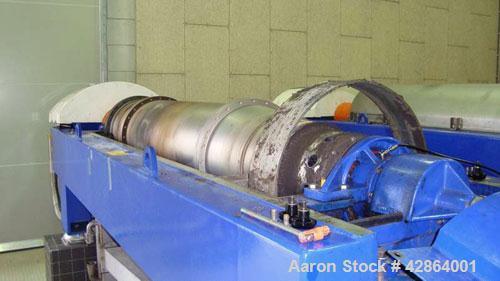 Used Alfa Laval Aldec 508 Solid Bowl Decanter Centrifuge, 316 stainless steel construction (product contact areas), maximum bowl speed 2900 rpm, single row of lined cake discharge ports, liquid plate...