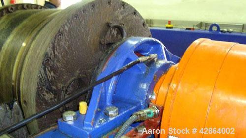 Used Alfa Laval Aldec 508 Solid Bowl Decanter Centrifuge, 316 stainless steel construction (product contact areas), maximum bowl speed 2900 rpm, single row of lined cake discharge ports, liquid plate...