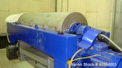 Used Alfa Laval Aldec 508 Solid Bowl Decanter Centrifuge, 316 stainless steel construction (product contact areas), maximum bowl speed 2900 rpm, single row of lined cake discharge ports, liquid plate...