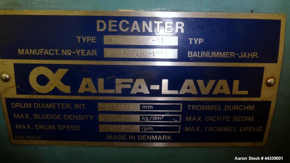 Used- Stainless Steel Alfa Laval Solid Bowl Decanter Centrifuge