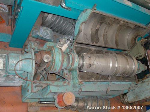 Used Alfa Laval AVNX-309B-31 Solid Bowl Decanter Centrifuge. 316 Stainless steel construction on product contact parts. Max bowl speed 5000 rpm, 2 phase, 3 1/3" (85 mm) single lead conveyor, single r...
