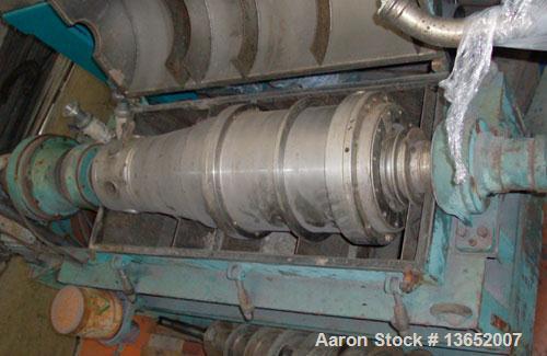 Used Alfa Laval AVNX-309B-31 Solid Bowl Decanter Centrifuge. 316 Stainless steel construction on product contact parts. Max bowl speed 5000 rpm, 2 phase, 3 1/3" (85 mm) single lead conveyor, single r...