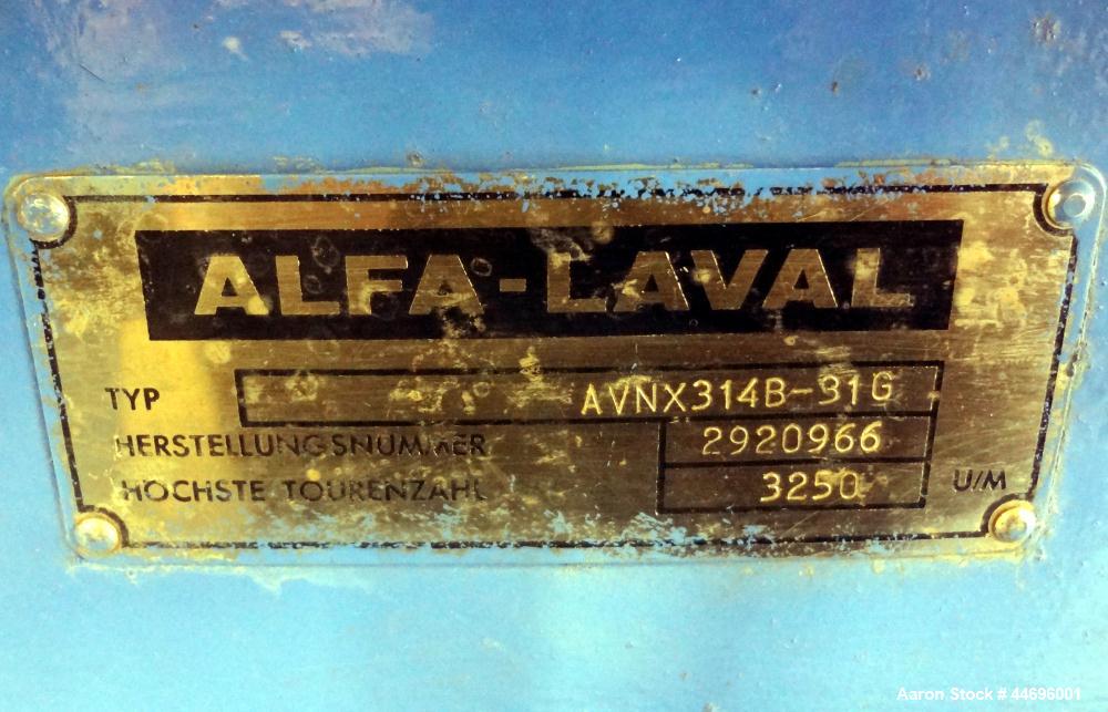 Used Stainless Steel Alfa Laval Solid Bowl Decanter Centrifuge, AVNX-314B-31G