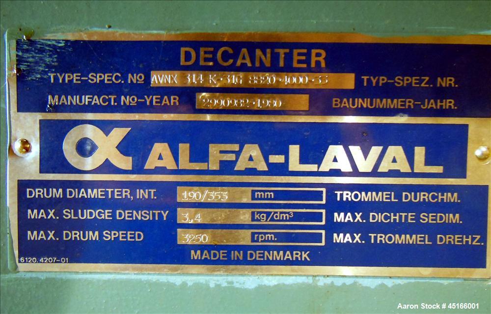 Used Stainless Steel Alfa Laval Solid Bowl Decanter Centrifuge