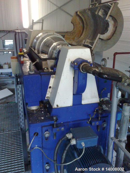 Used Alfa Laval AVNX4030 Solid Bowl Decanter Centrifuge. Max bowl speed 4000 rpm, 316 stainless steel construction on product contact areas, single row of solids discharge ports, single lead conveyor...
