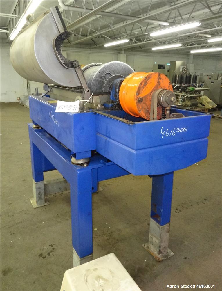 Used Alfa Laval AVNX-4030 Decanter Centrifuge. 316 Stainless steel construction (product contact areas), maximum bowl speed 4,000 rpm, single lead conveyor with welded hardfacing, single row of cake ...