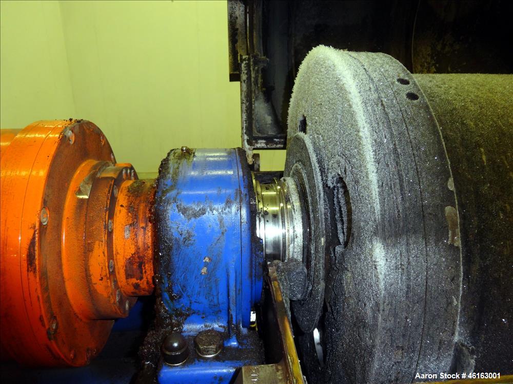 Used Alfa Laval AVNX-4030 Decanter Centrifuge. 316 Stainless steel construction (product contact areas), maximum bowl speed 4,000 rpm, single lead conveyor with welded hardfacing, single row of cake ...
