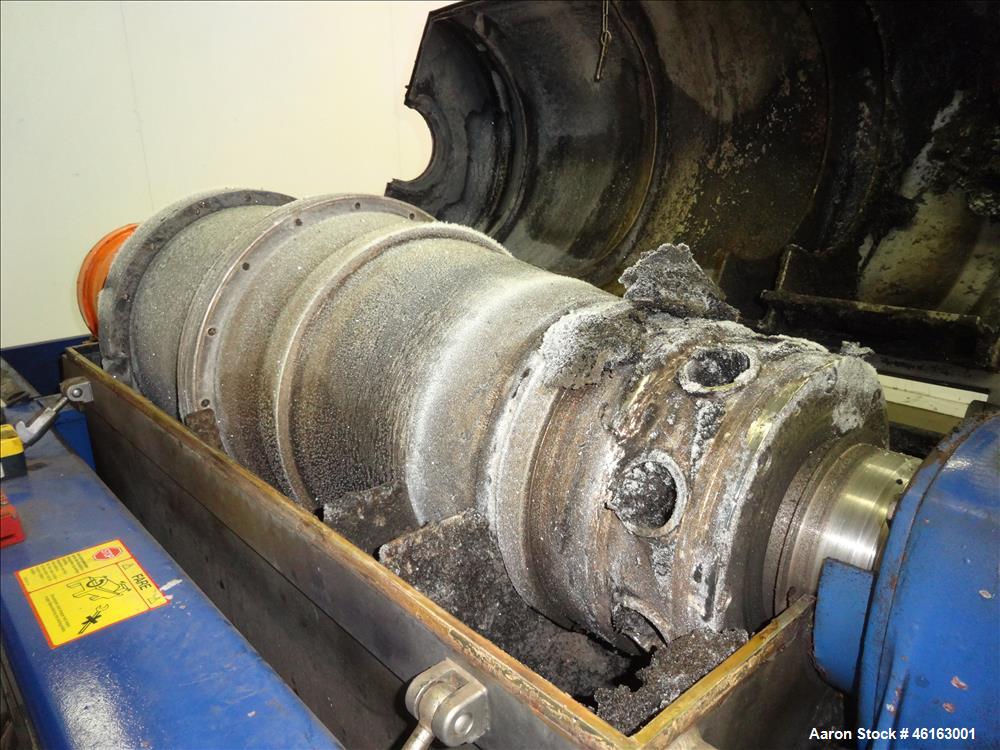 Used Alfa Laval AVNX-4030 Decanter Centrifuge. 316 Stainless steel construction (product contact areas), maximum bowl speed 4,000 rpm, single lead conveyor with welded hardfacing, single row of cake ...