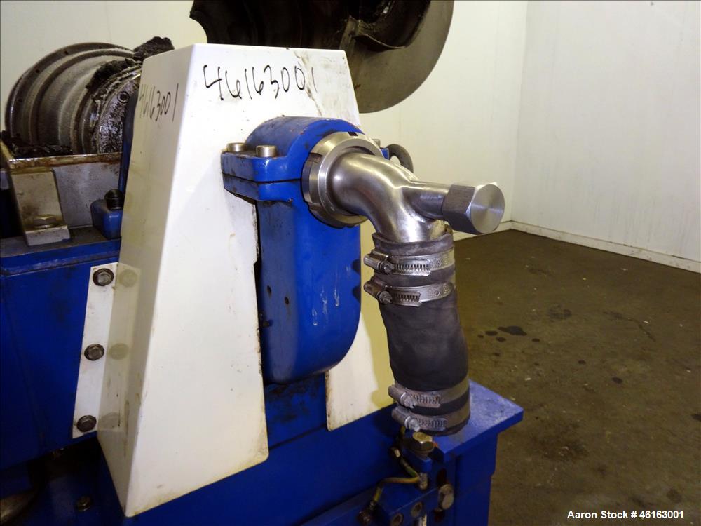 Used Alfa Laval AVNX-4030 Decanter Centrifuge. 316 Stainless steel construction (product contact areas), maximum bowl speed 4,000 rpm, single lead conveyor with welded hardfacing, single row of cake ...