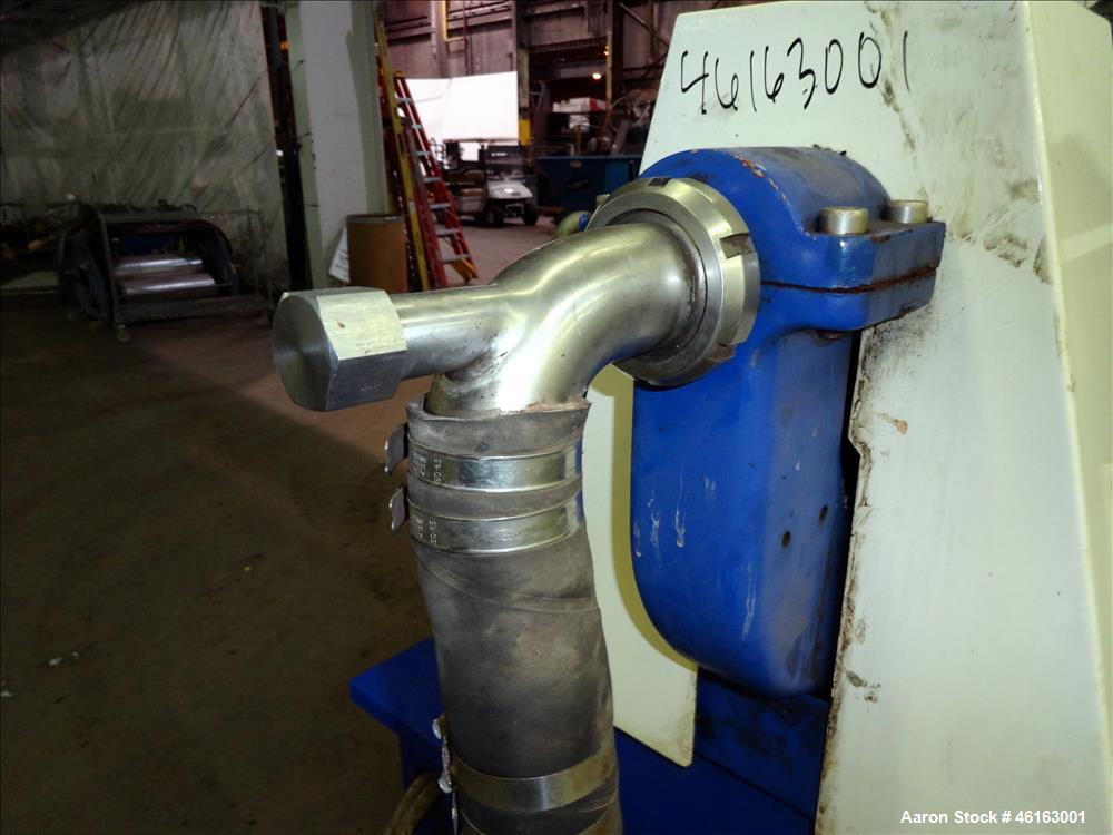 Used Alfa Laval AVNX-4030 Decanter Centrifuge. 316 Stainless steel construction (product contact areas), maximum bowl speed 4,000 rpm, single lead conveyor with welded hardfacing, single row of cake ...