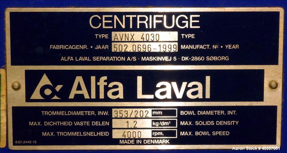 Used Alfa Laval AVNX-4030 (Same as a NX-414) Decanter Centrifuge