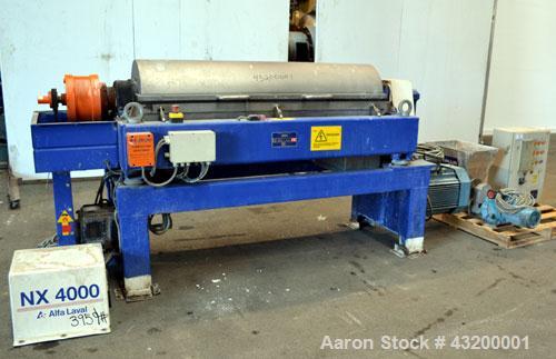 Alfa Laval Decanter AVNX- 4050 Solid Bowl Decanter Centrifuge. 316 Stainless steel construction (product contact areas), maximum bowl speed 4000 rpm, 110 mm single lead conveyor, single row of lined ...