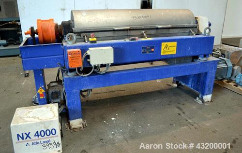Alfa Laval Decanter AVNX- 4050 Solid Bowl Decanter Centrifuge. 316 Stainless steel construction (product contact areas), maximum bowl speed 4000 rpm, 110 mm single lead conveyor, single row of lined ...