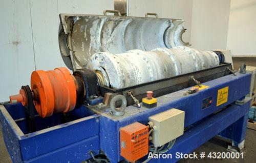 Alfa Laval Decanter AVNX- 4050 Solid Bowl Decanter Centrifuge. 316 Stainless steel construction (product contact areas), maximum bowl speed 4000 rpm, 110 mm single lead conveyor, single row of lined ...
