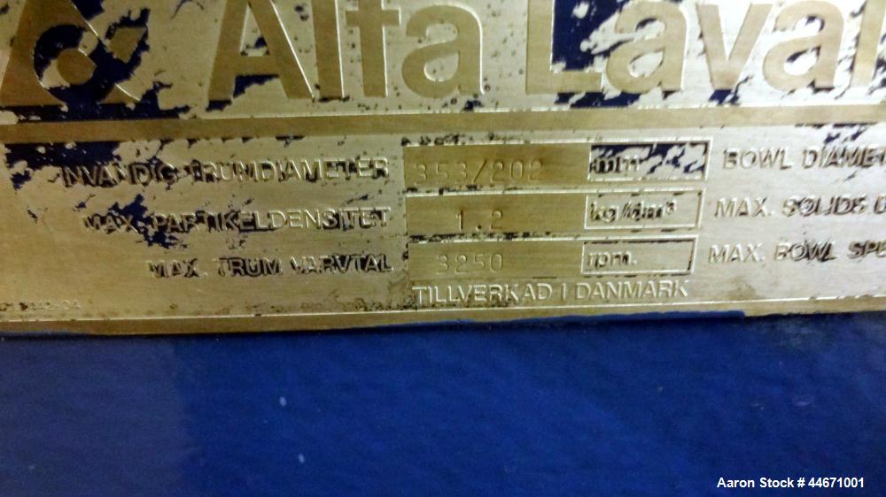 Used Carbon Steel Alfa Laval Solid Bowl Decanter Centrifuge, AVNX-4055