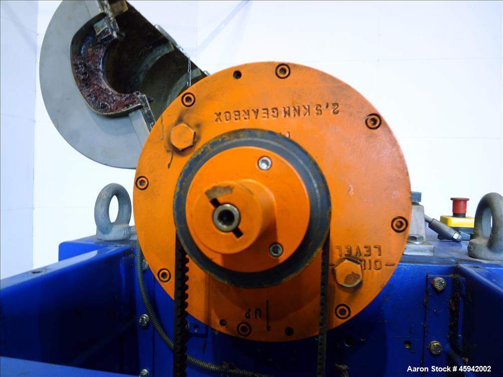 Used Alfa Laval NX-4055 Solid Bowl Decanter Centrifuge, 316 Stainless Steel Construction (product contact areas). Maximum bowl speed 4,000 rpm, 110 mm single lead conveyor with welded hard facing, si...
