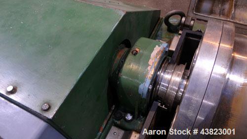 Used Alfa Laval AVNX-416B-31G solid bowl decanter Centrifuge, Stainless steel construction on product contact areas. Maximum bowl speed 3250 rpm, 18.5Kw/380-660volt/50 cycle single row of lined cake ...